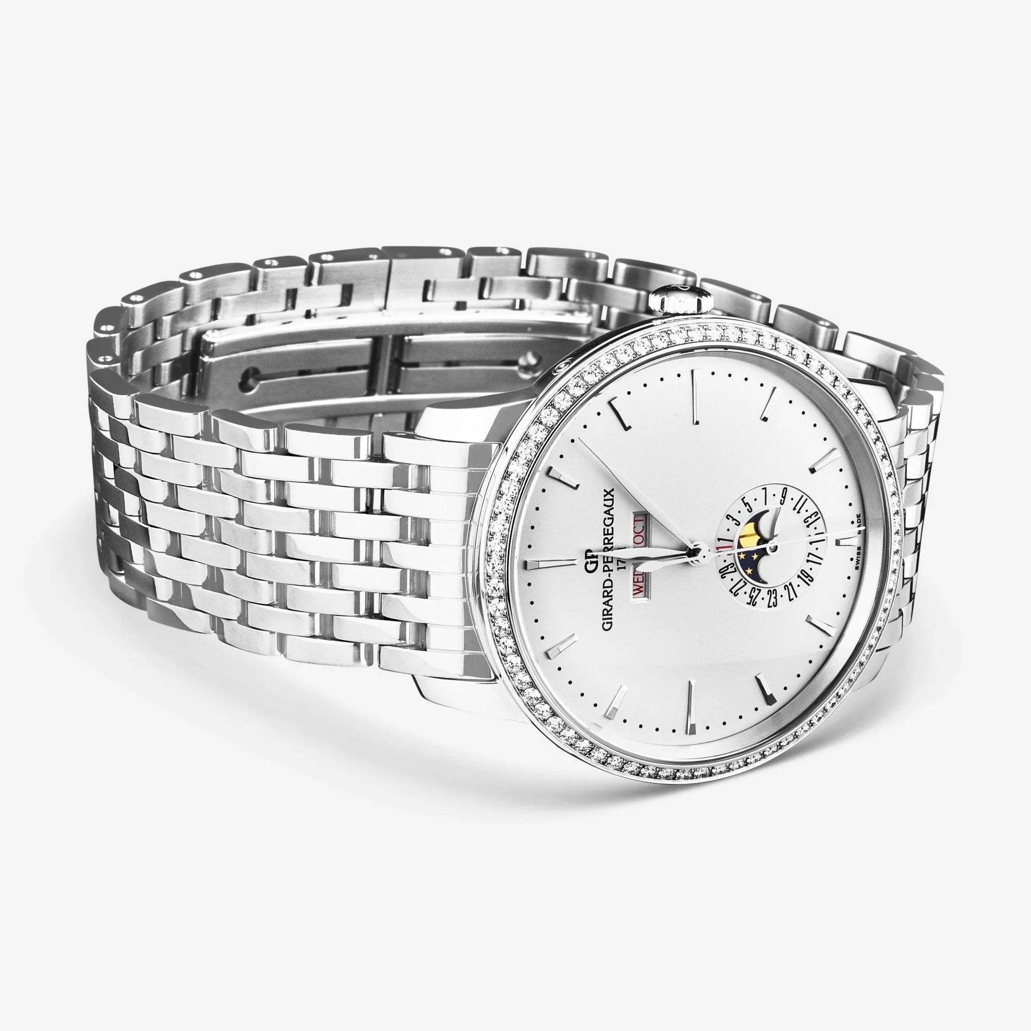 Girard-Perregaux 1966 Full Calendar Diamond Stainless Steel Automatic Ladies Watch 49535D11A131-11A