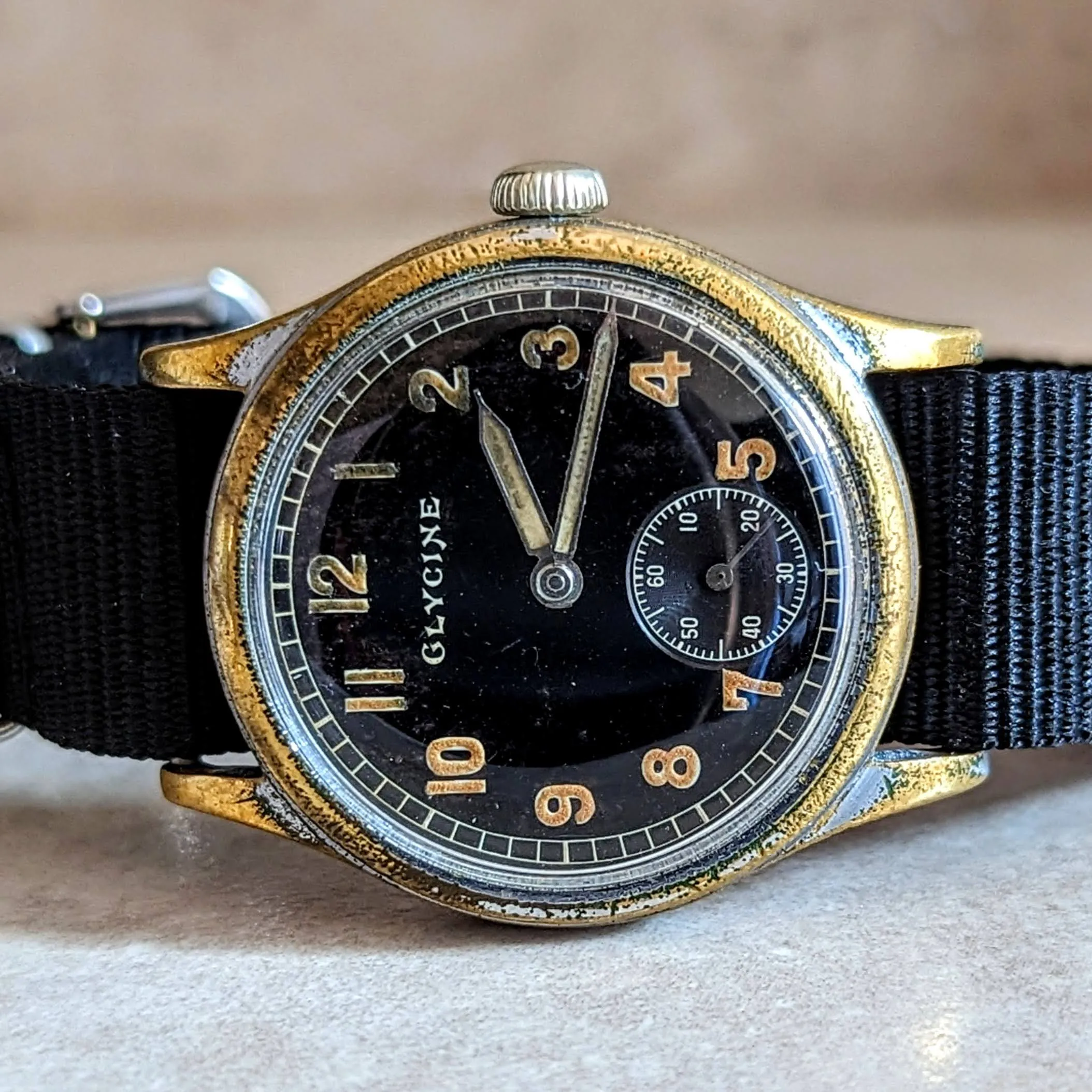 GLYCINE Military Pilot Wristwatch Cal. A.S. 1130 Luminous Dial 33.5mm Watch