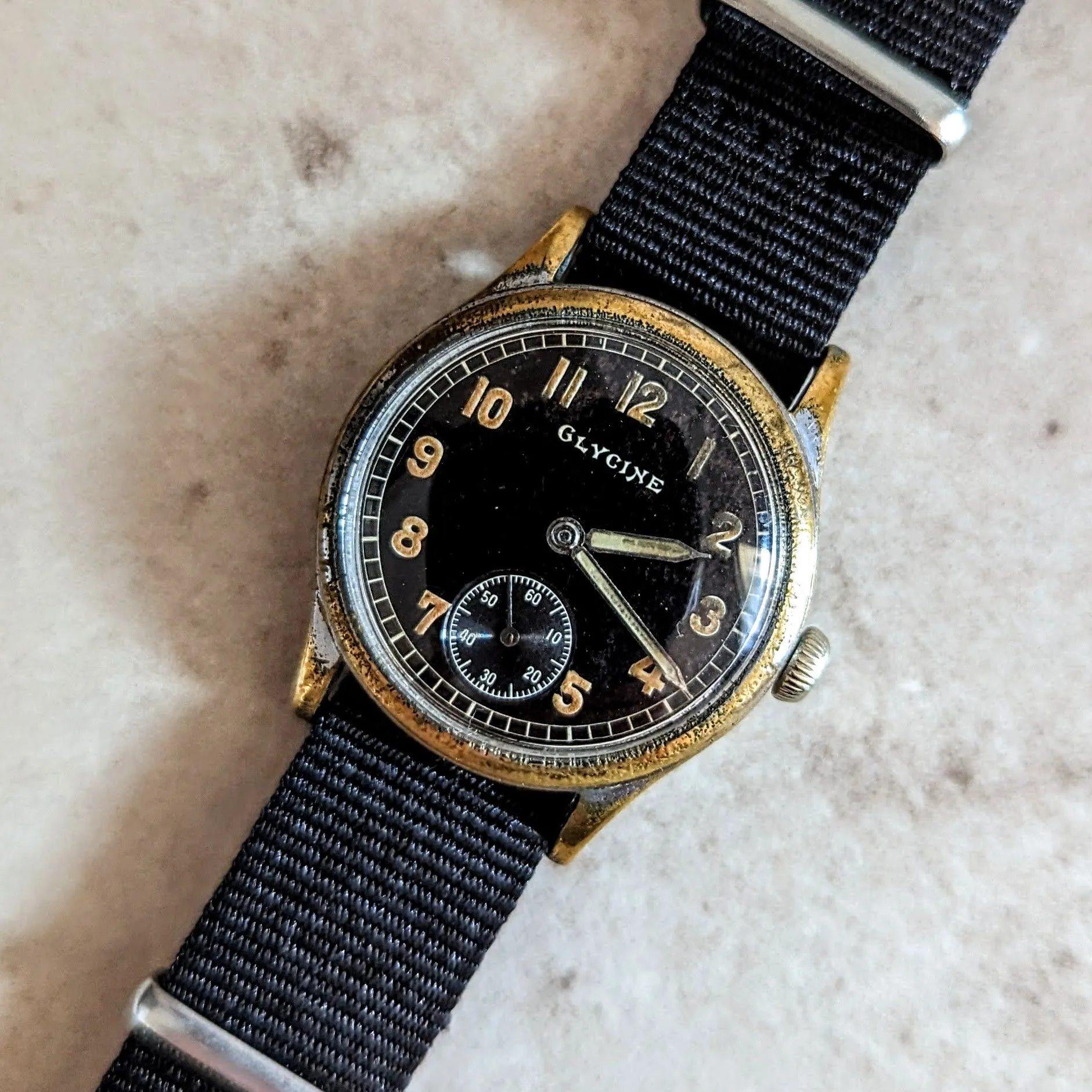 GLYCINE Military Pilot Wristwatch Cal. A.S. 1130 Luminous Dial 33.5mm Watch