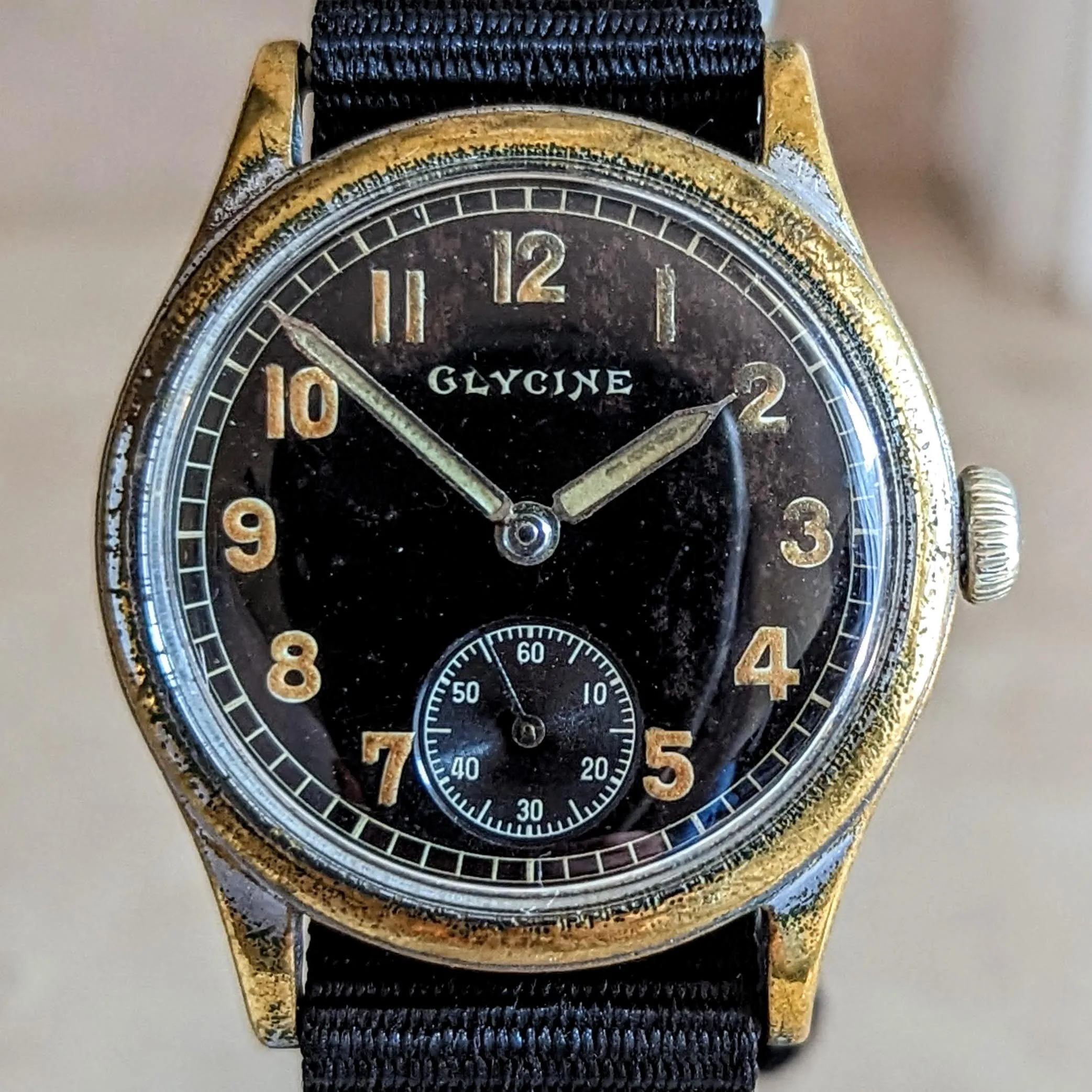 GLYCINE Military Pilot Wristwatch Cal. A.S. 1130 Luminous Dial 33.5mm Watch