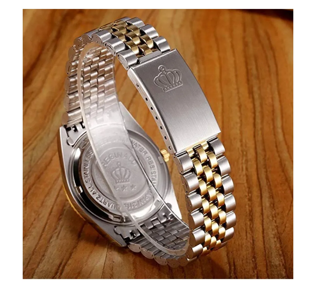 Gold & Silver Dress Watch Diamond Dial White Face Watch 2-Tone Datejust Dress Watch Gift