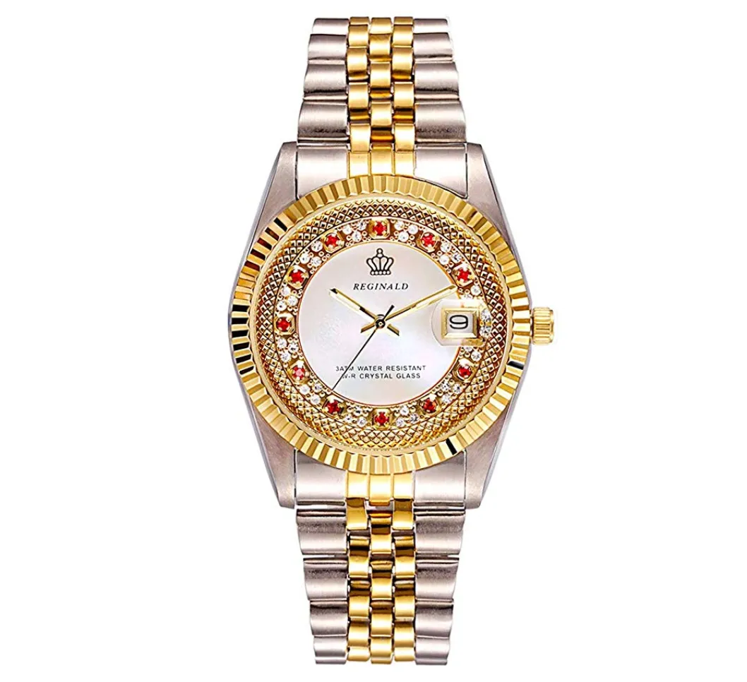 Gold & Silver Dress Watch Diamond Dial White Face Watch 2-Tone Datejust Dress Watch Gift