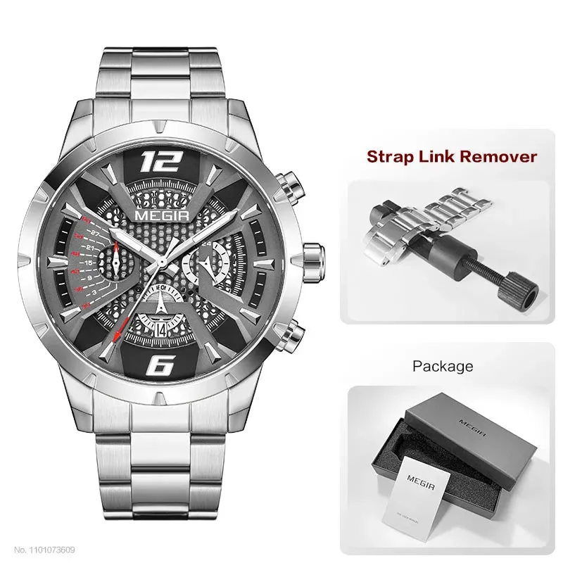 Gold Dress Quartz Watch for Men Fashion Waterproof Chronograph Analog Wristwatch