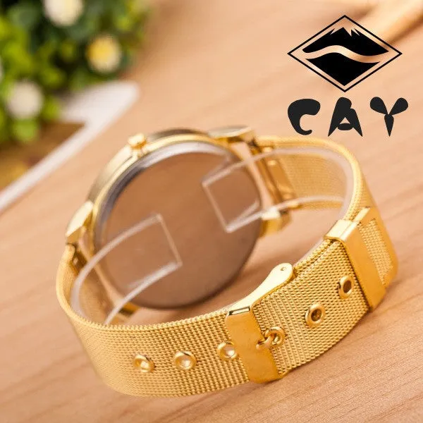 Golden Alloy Strap Personality Watch