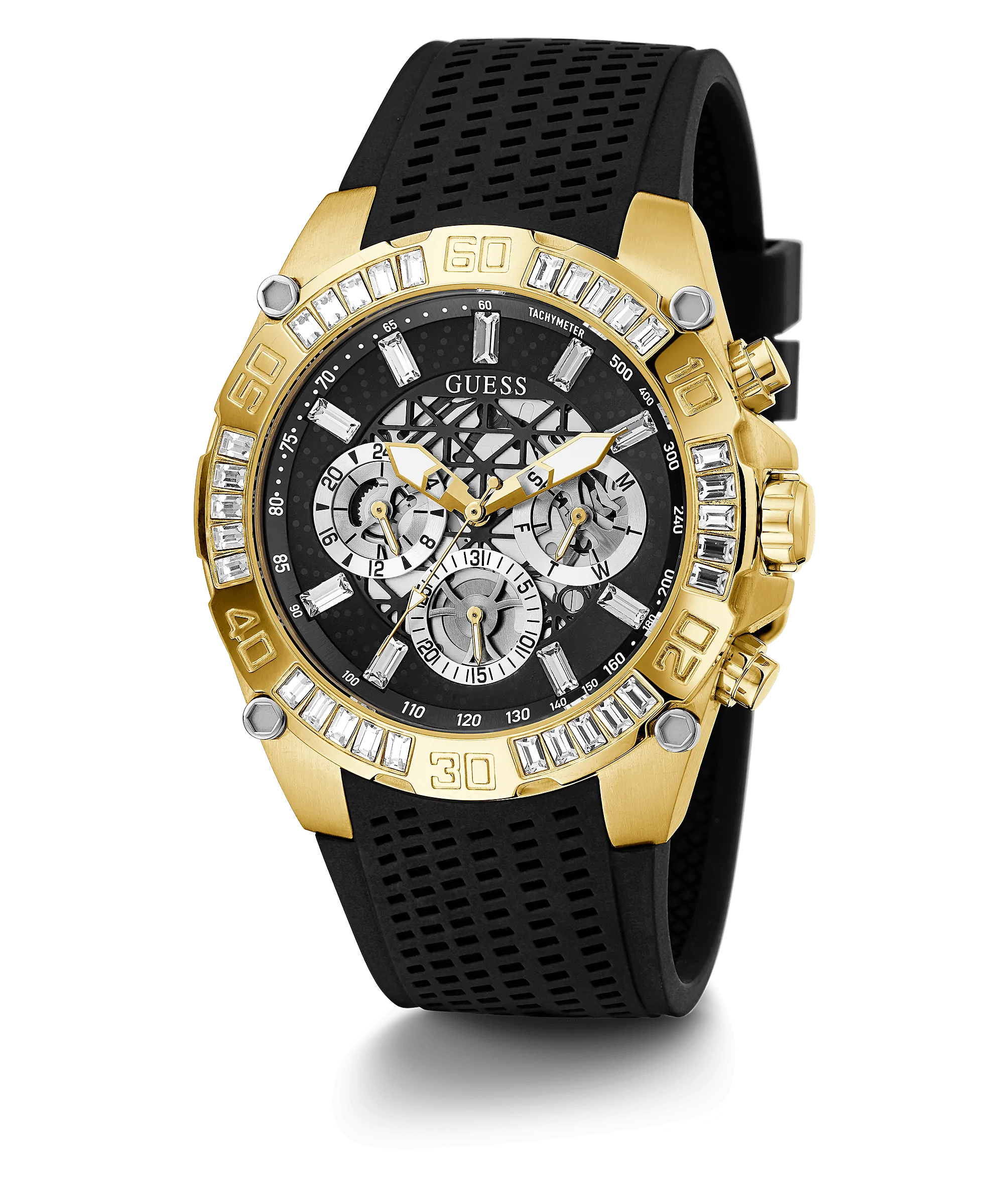 Guess Tachymeter Gold Tone Case Men's Watch GW0333G2