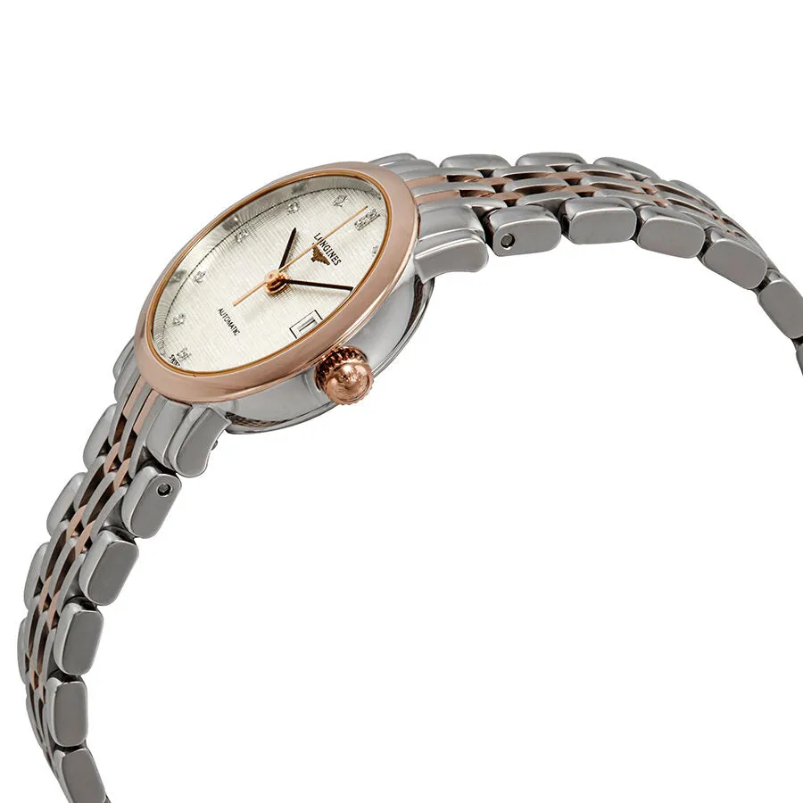 Longines Elegant Automatic Diamond Striped Silver Dial Ladies Watch L4.309.5.77.7