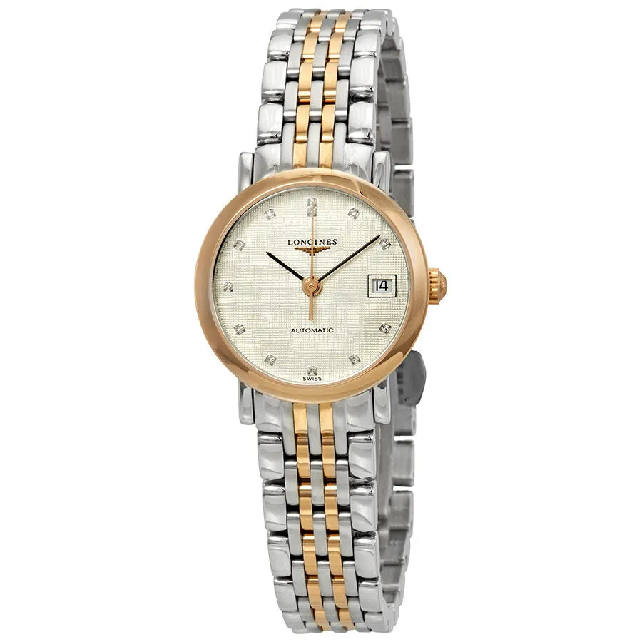 Longines Elegant Automatic Diamond Striped Silver Dial Ladies Watch L4.309.5.77.7