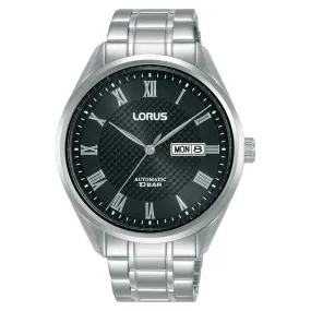 Lorus Men's Automatic Watch with Day/Date, Stainless Steel Band, Black Dial RL429BX9