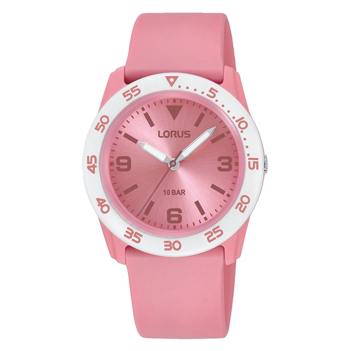 lorus quartz kids pink dial pink silicone strap