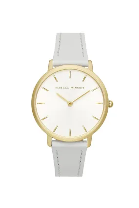Major Gold Tone Ice Grey Strap Watch, 35mm