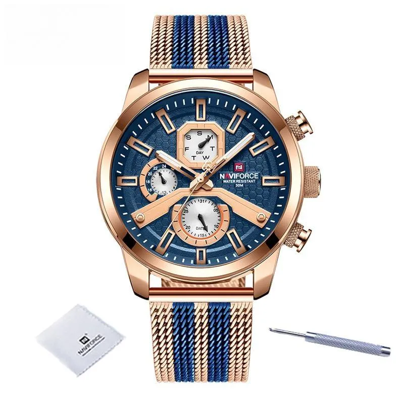 Men Top Brand Luxury Gold Watches Day and Date Display Quartz Wrist Watch