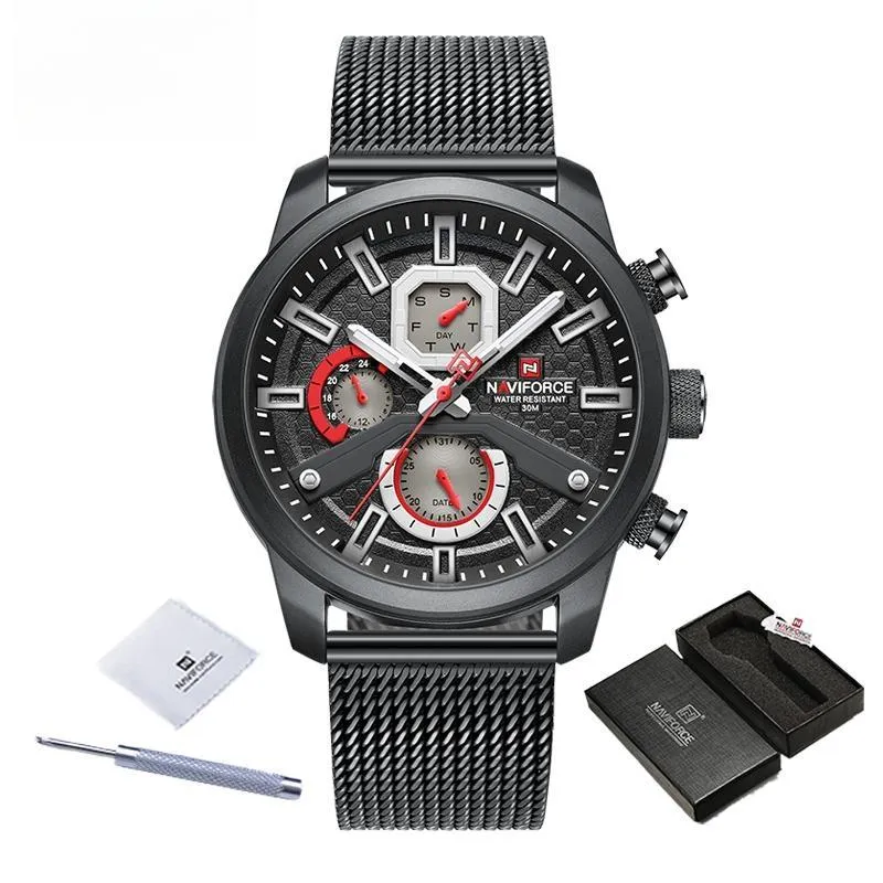 Men Top Brand Luxury Gold Watches Day and Date Display Quartz Wrist Watch