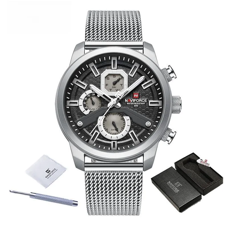 Men Top Brand Luxury Gold Watches Day and Date Display Quartz Wrist Watch