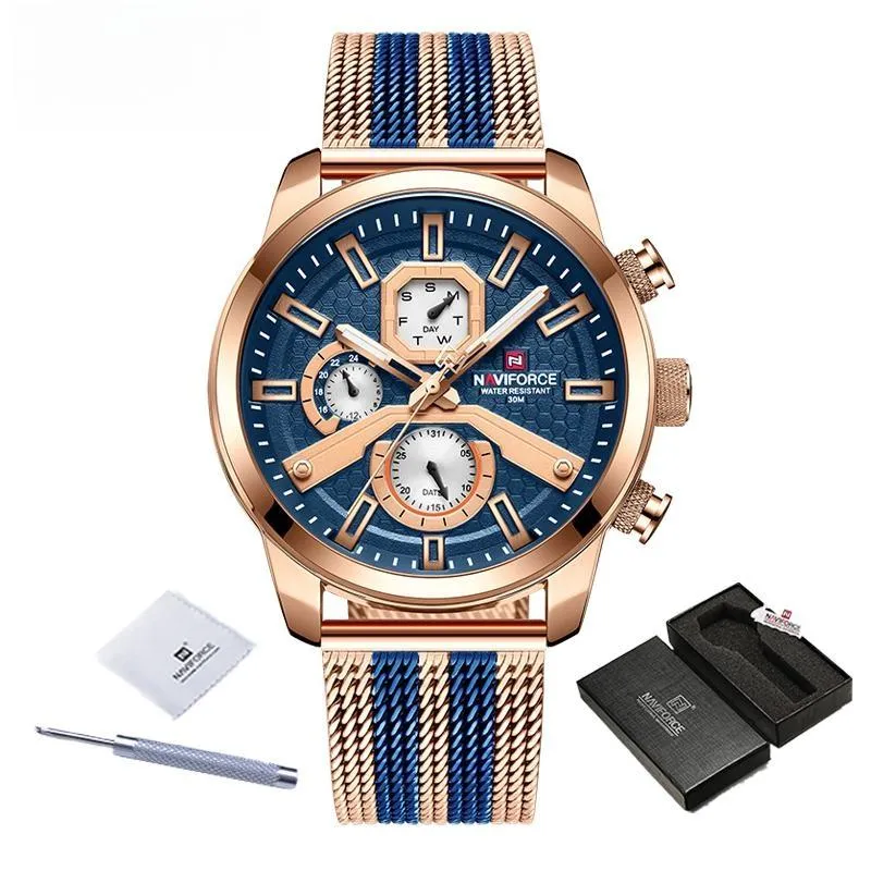 Men Top Brand Luxury Gold Watches Day and Date Display Quartz Wrist Watch