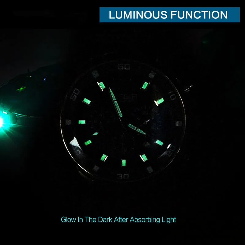 Men's Gold Stainless Steel Quartz Watches Business Chronograph Analgue Wristwatch Waterproof Luminous