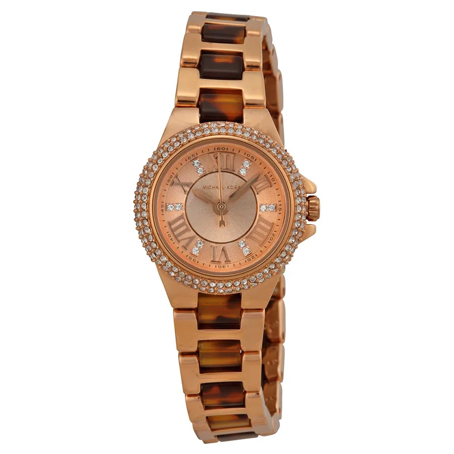 Michael Kors Pettite Camille Rose Dial Rose Gold-tone and Tortoise-shell Acetate Ladies Watch MK4289