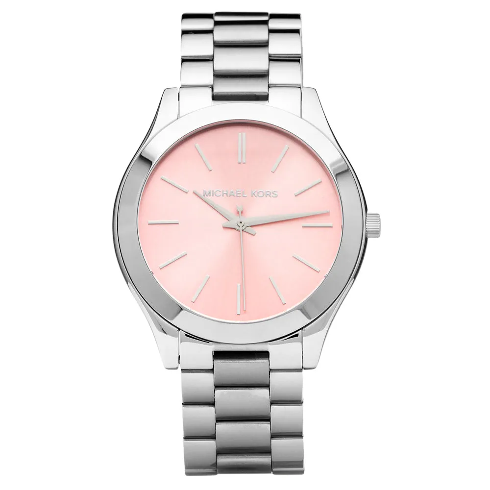 Michael Kors Silver Slim Runway Pink Dial Women's Watch MK3380