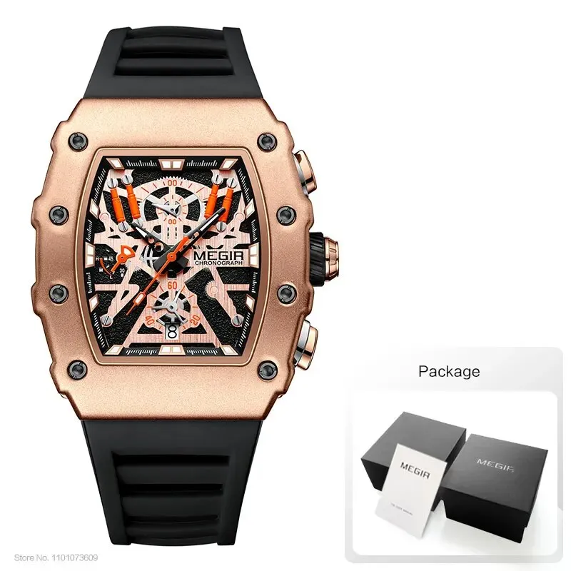 Military Sport Orange Silicone Strap Quartz Watch Men