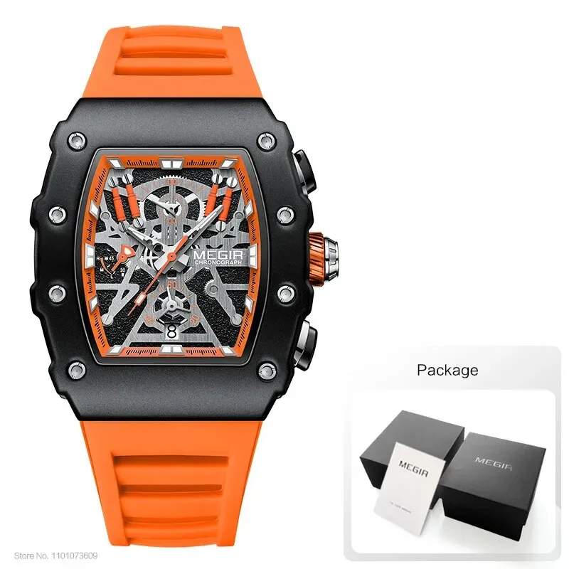 Military Sport Orange Silicone Strap Quartz Watch Men