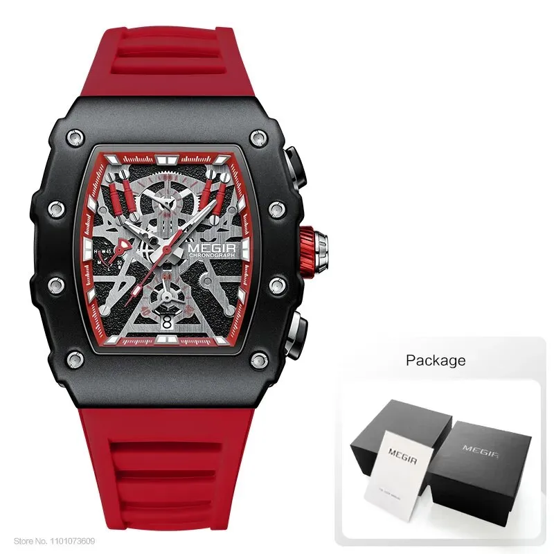 Military Sport Orange Silicone Strap Quartz Watch Men