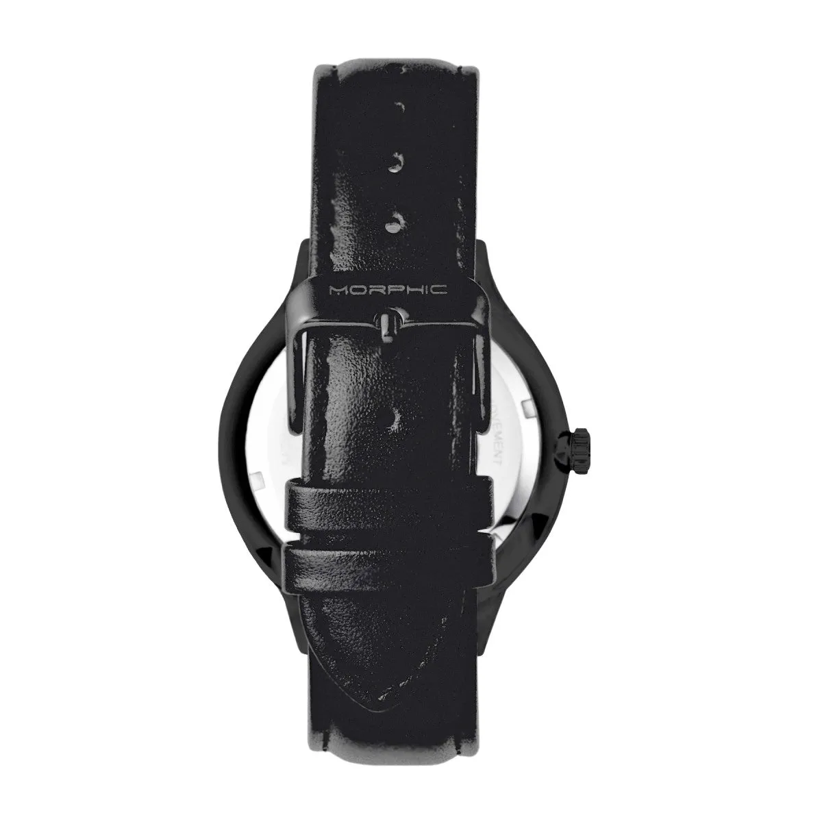 Morphic M65 Series Leather-Band Watch w/Day/Date - Black