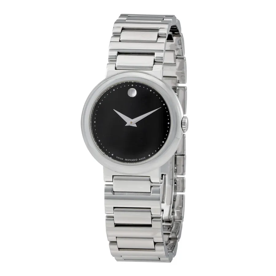 Movado Concerto Black Dial Stainless Steel Ladies Watch 0606419