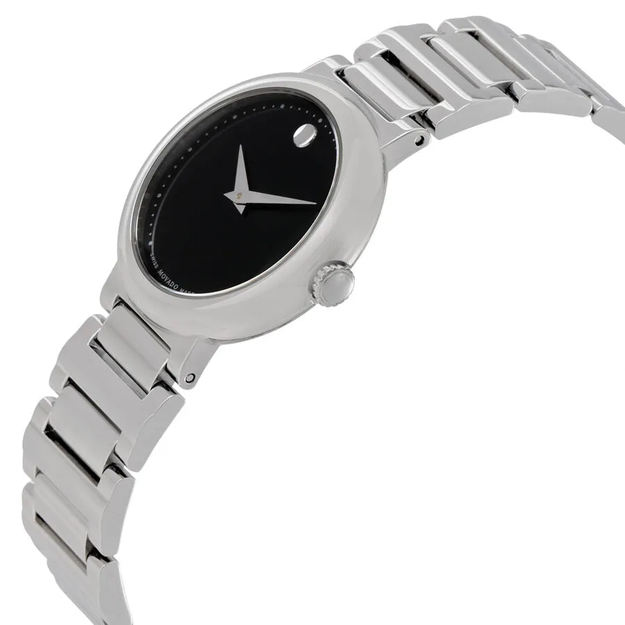 Movado Concerto Black Dial Stainless Steel Ladies Watch 0606419