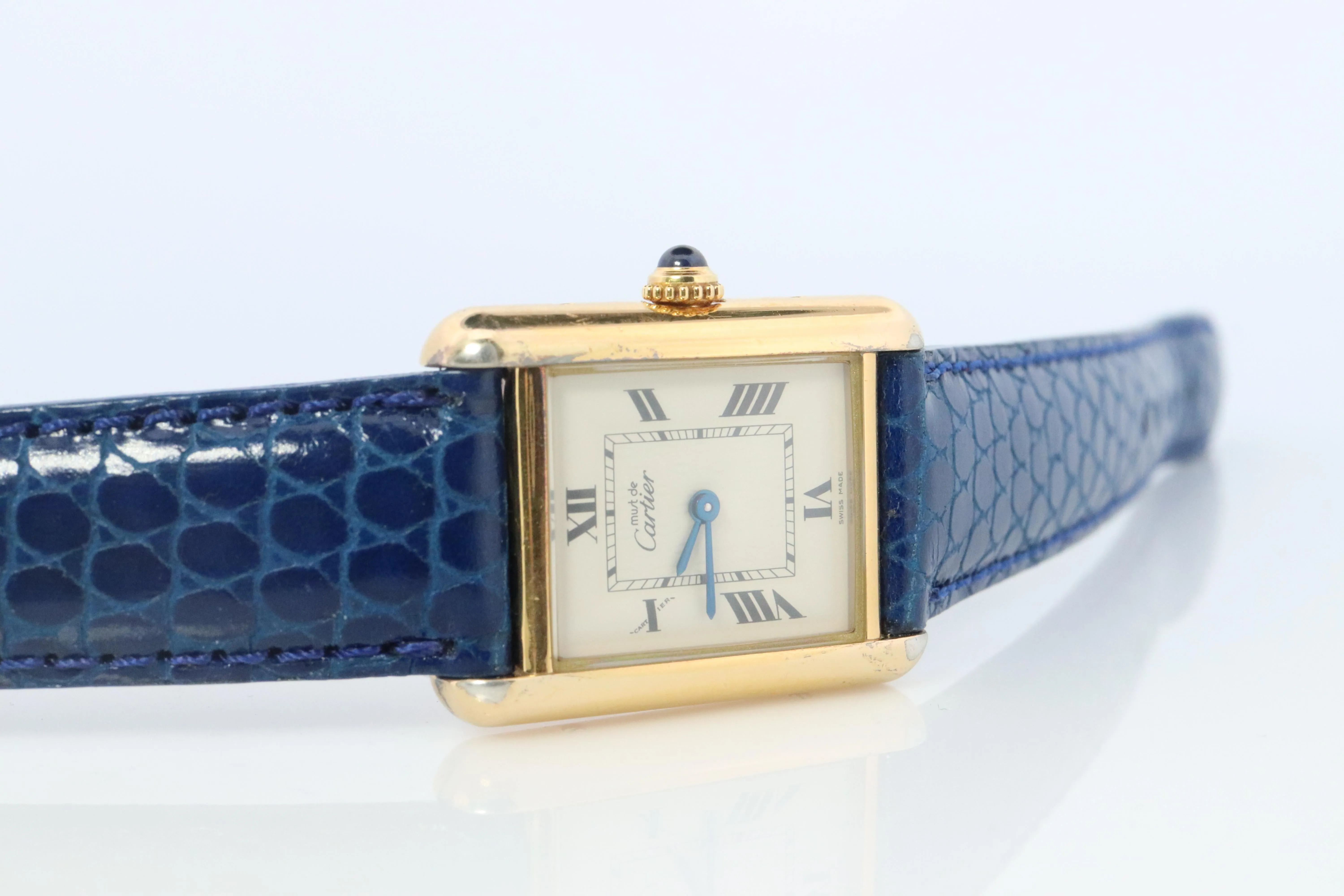 Must de Cartier Tank 2415 Watch. Vermeil ARGENT 925 Medium Tank