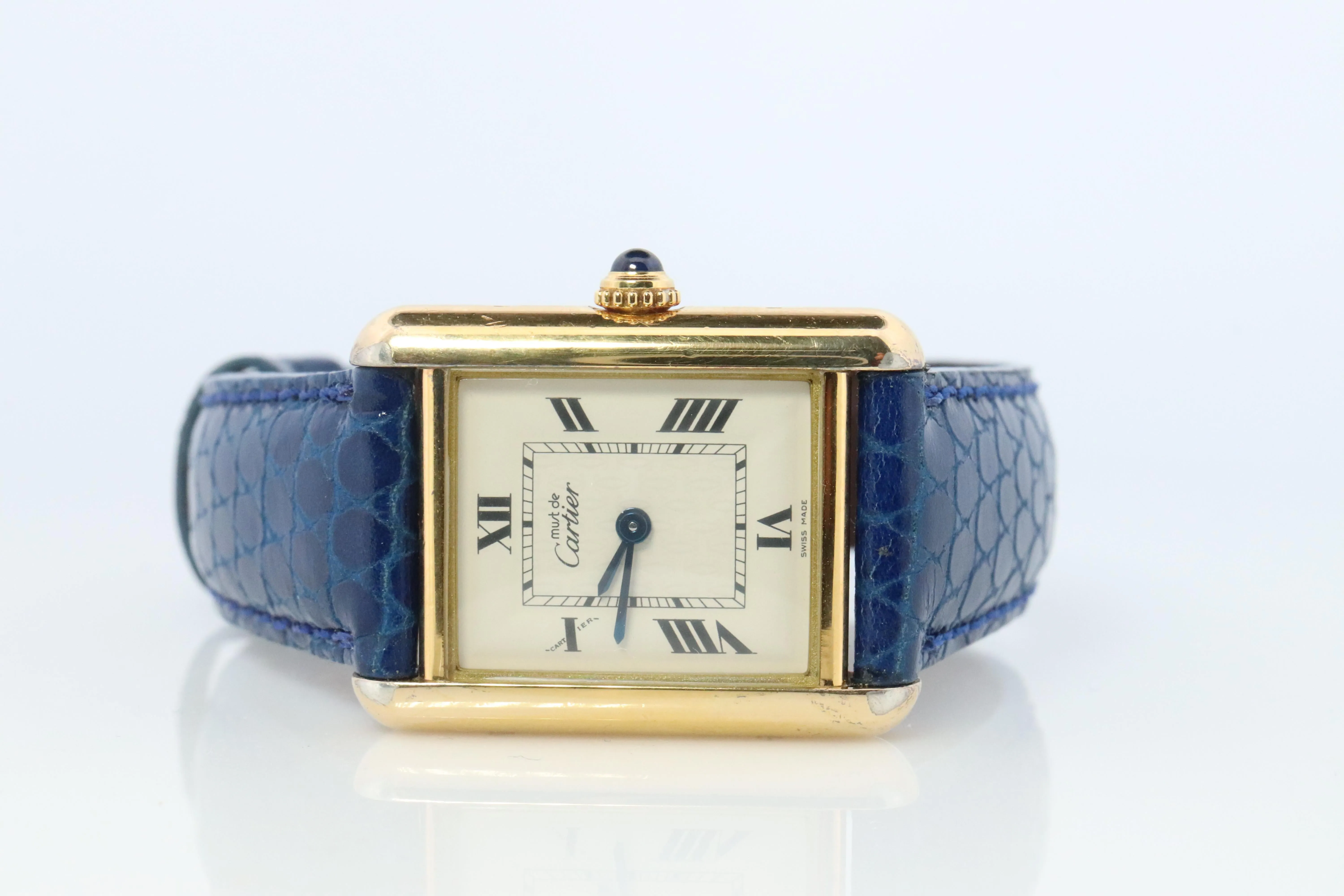 Must de Cartier Tank 2415 Watch. Vermeil ARGENT 925 Medium Tank