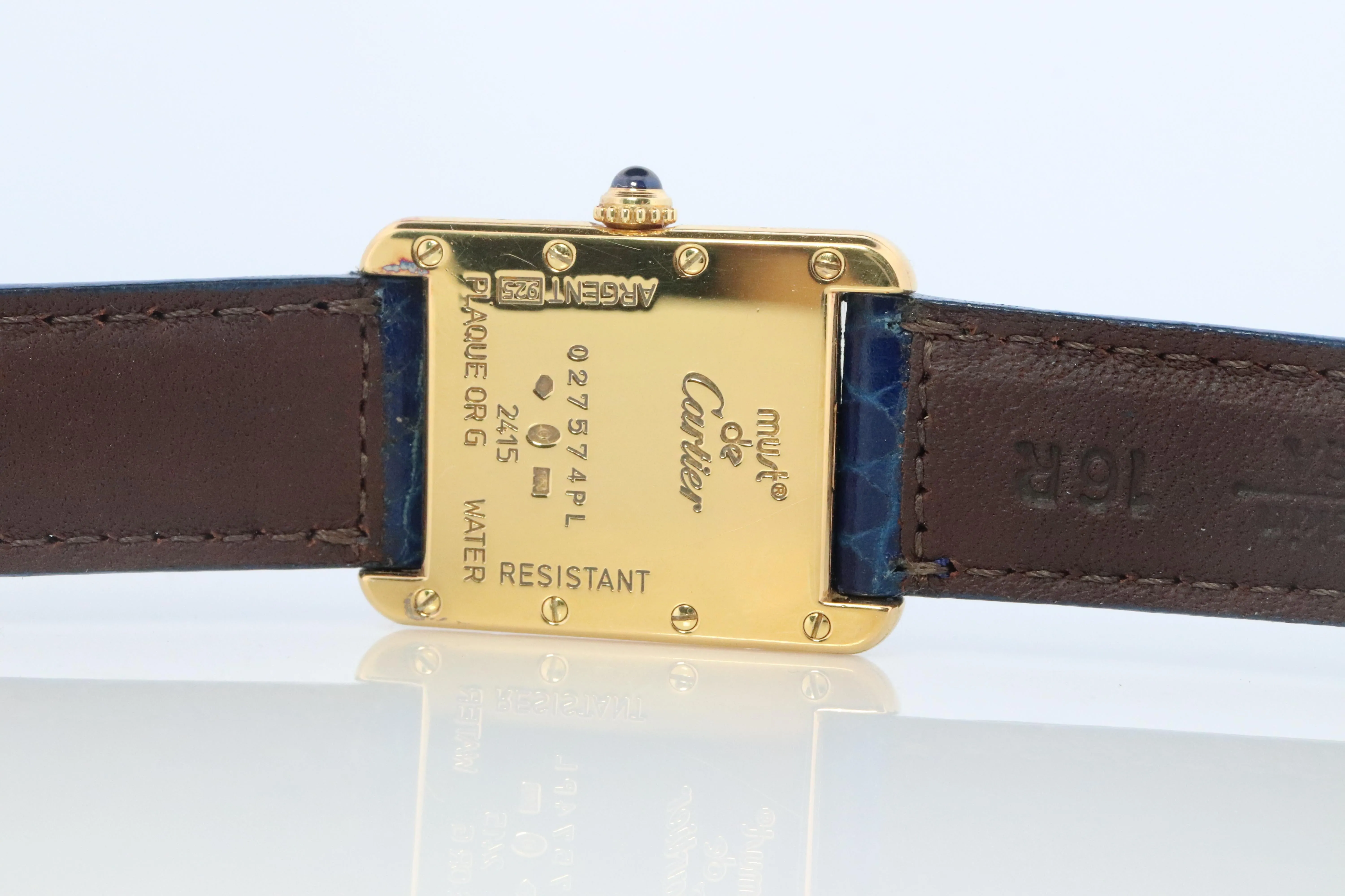 Must de Cartier Tank 2415 Watch. Vermeil ARGENT 925 Medium Tank