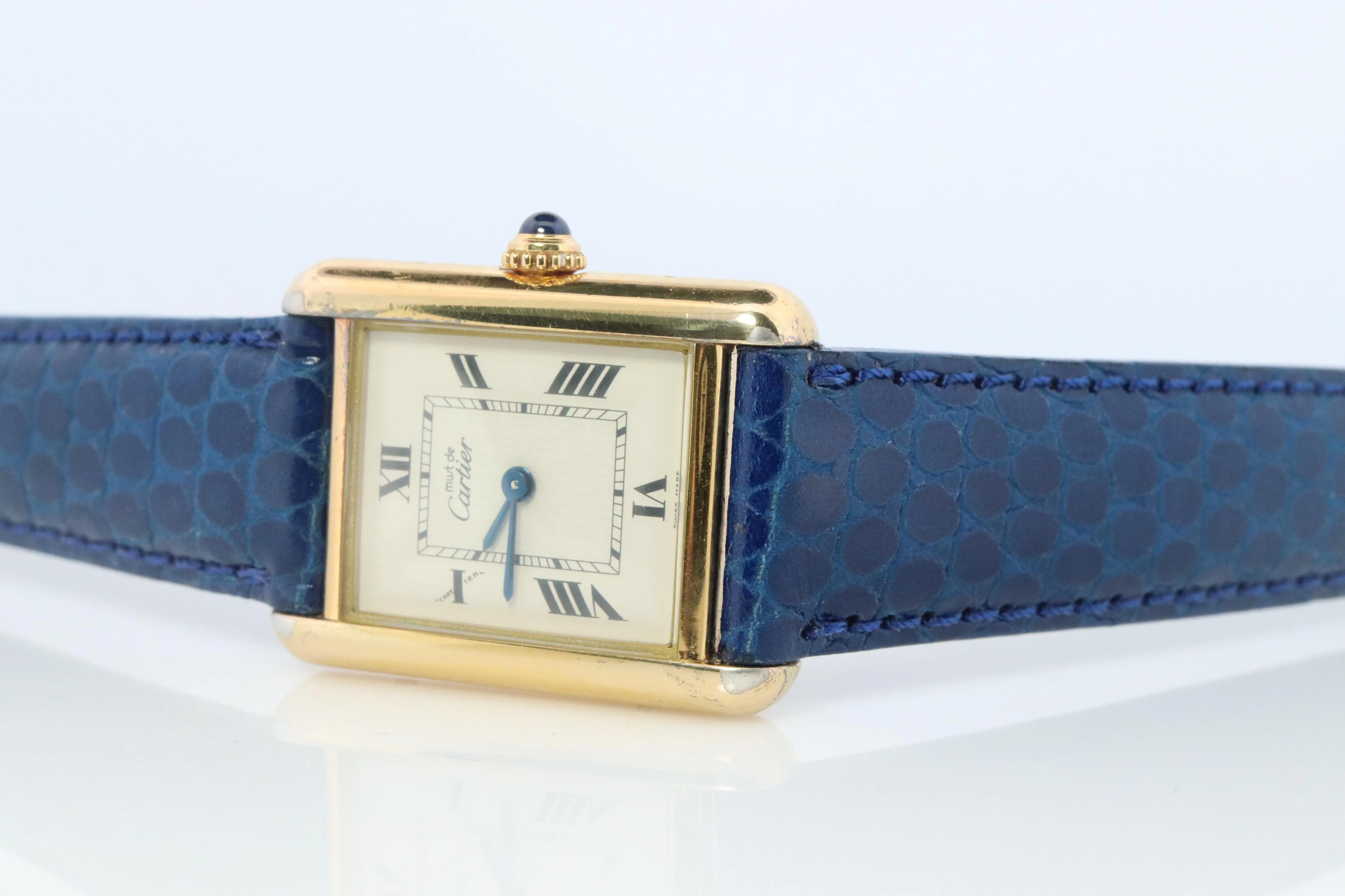 Must de Cartier Tank 2415 Watch. Vermeil ARGENT 925 Medium Tank