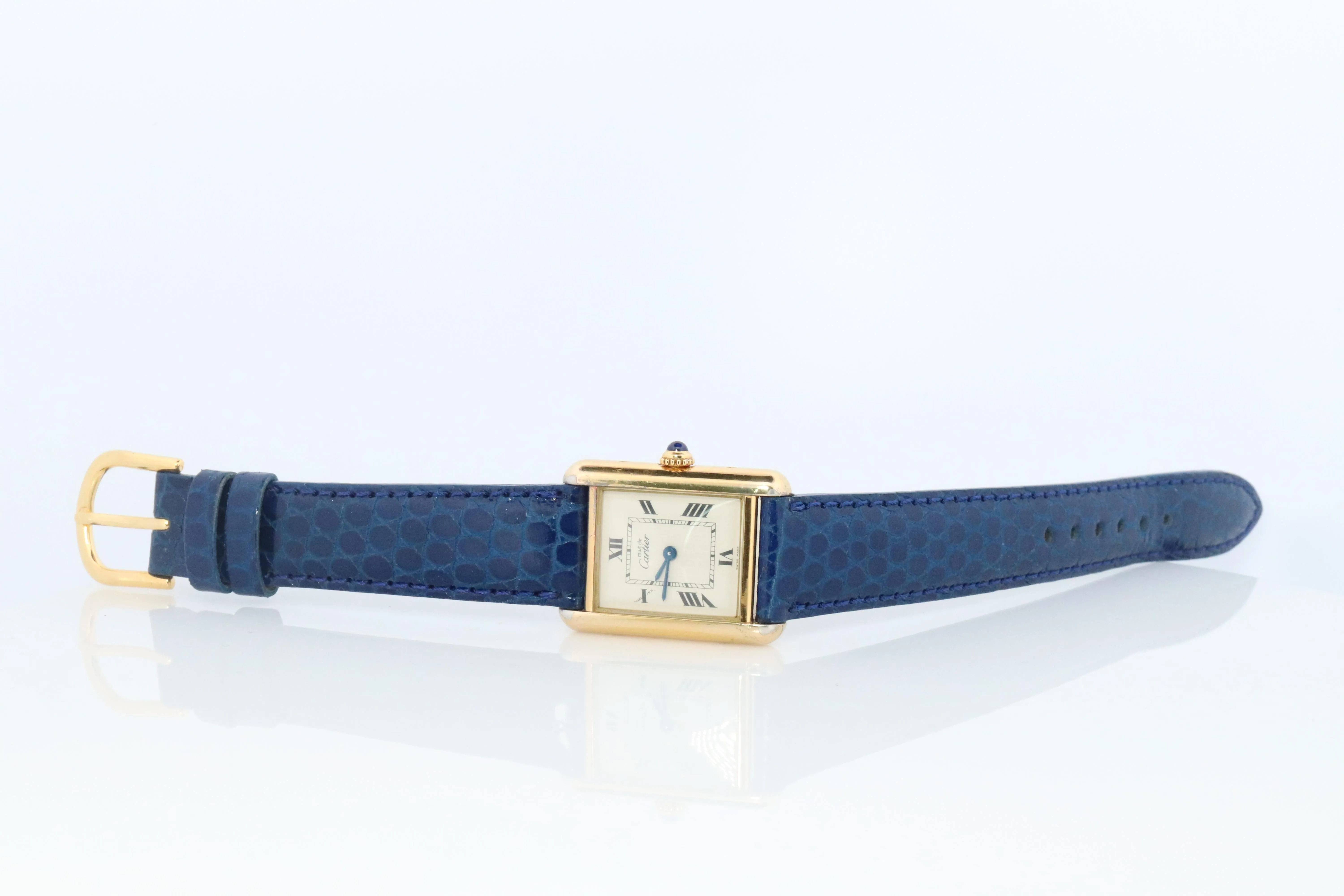 Must de Cartier Tank 2415 Watch. Vermeil ARGENT 925 Medium Tank