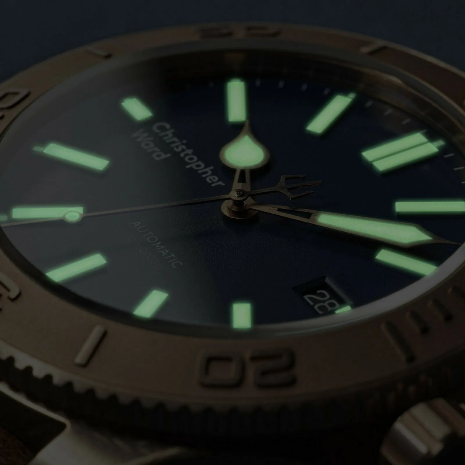 New Christopher Ward C60 Trident Bronze Pro 600 Diver 38mm Vintage Blue Watch