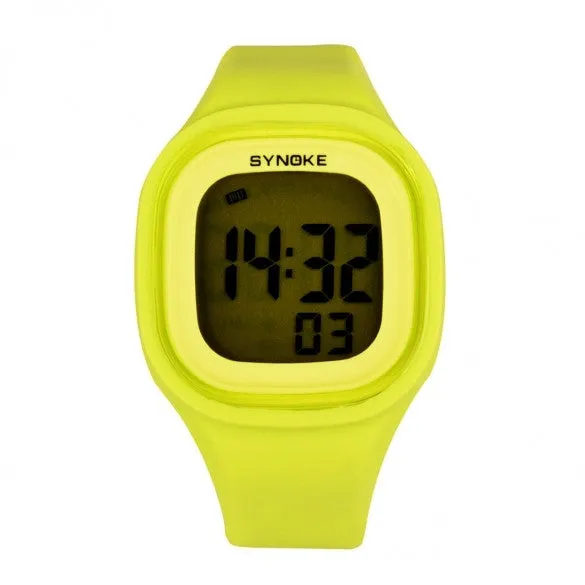New Fashion Unisex Waterproof Silicone Candy Color Square LED Digital Casual Sports Wrist Watch