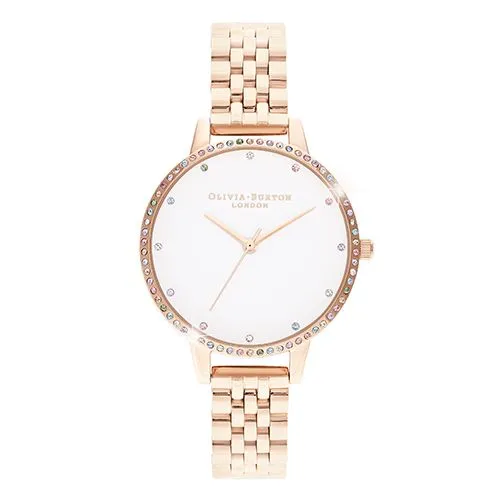 Olivia Burton Rose Gold Plated Rainbow Bezel Watch