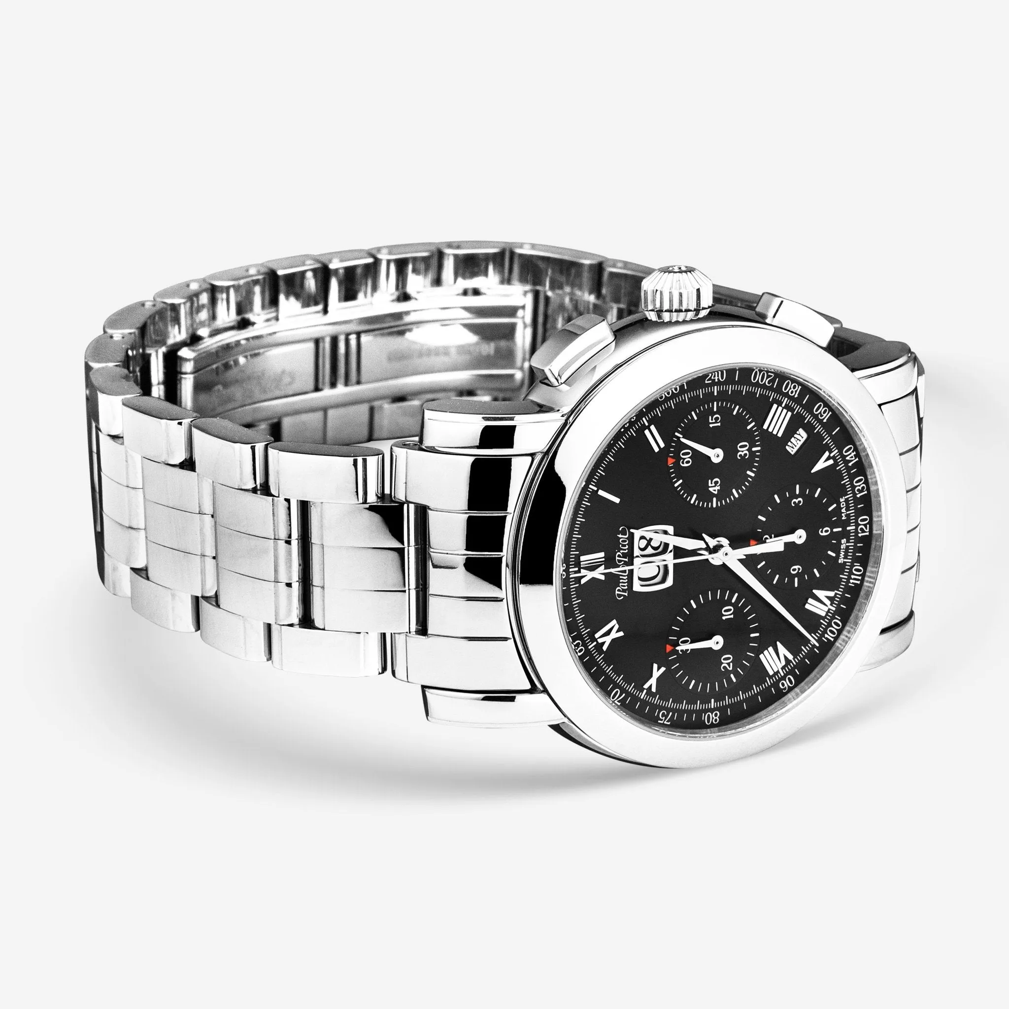 Paul Picot Firshire Chronograph Black Dial Stainless Steel Men's Automatic Watch P7045.20.331