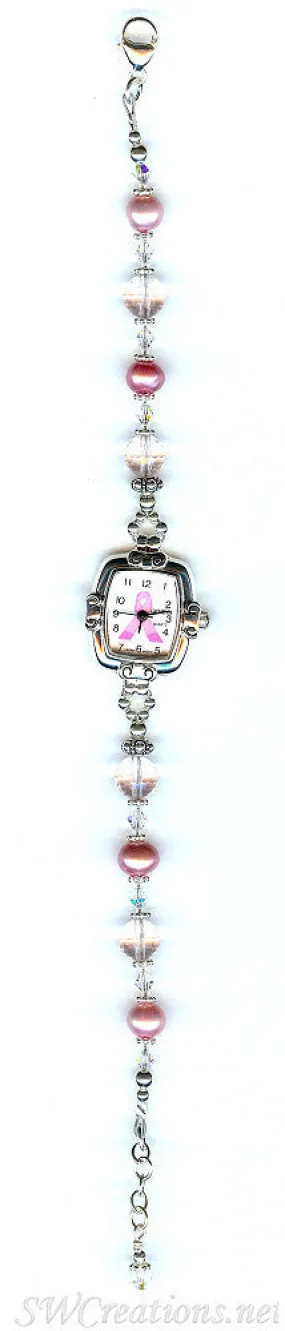 Pink Pearl Breast Cancer Awareness Watch