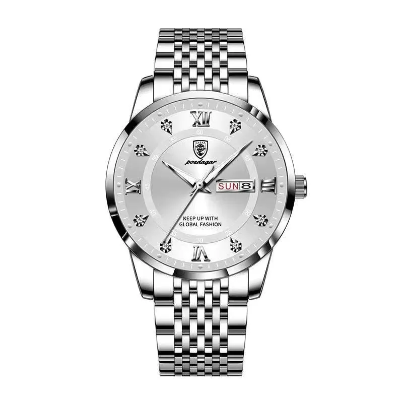 POEDAGAR 2022 Fashion Watch Men Stainless Steel Top Brand Luxury Waterproof Luminous Wristwatch Mens Watches Sports  Quartz Date