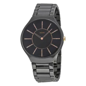 Rado True Thinline Black Dial Black Ceramic Ladies Watch R27741702