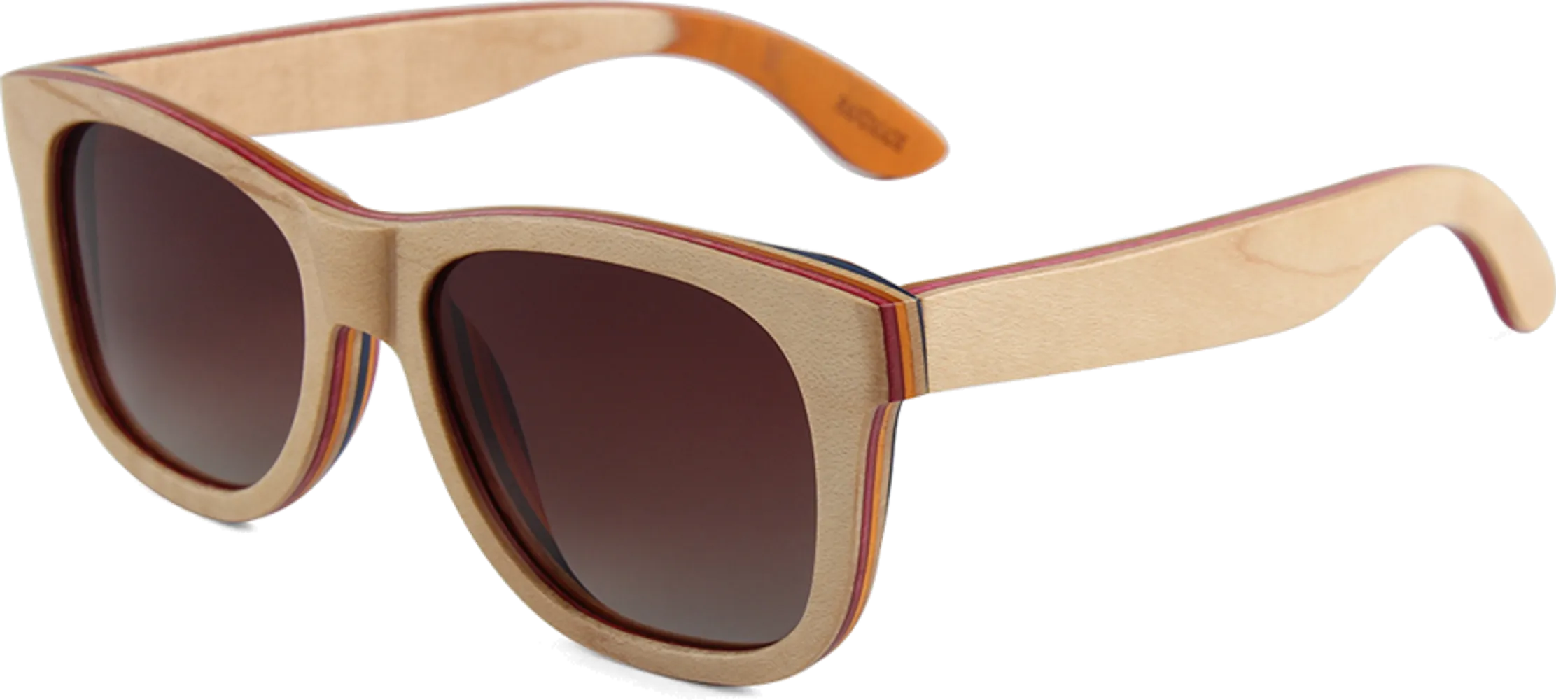 Recycled Skatedeck Kickflip Natural Sunglasses
