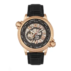 Reign Thanos Automatic Leather-Band Watch - Rose Gold/Black