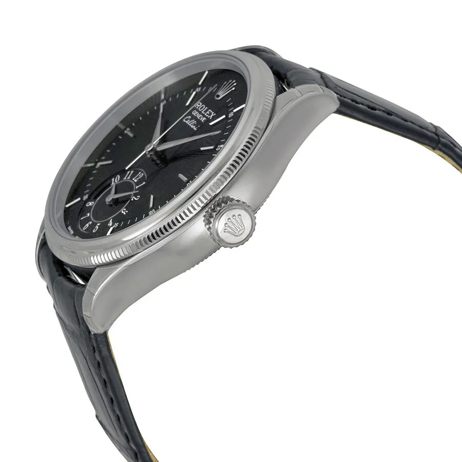 Rolex Cellini Dual Time Black Dial 18kt White Gold Men's Watch 50529BKSBKL