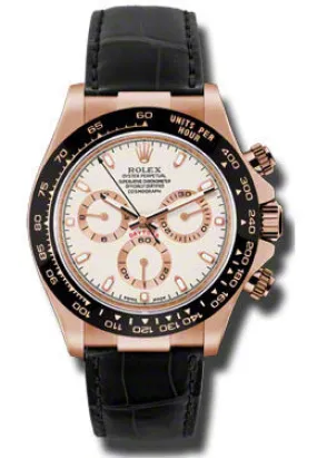 Rolex Cosmograph Daytona Ivory Dial Automatic Black Leather Men's Watch 116515ISL