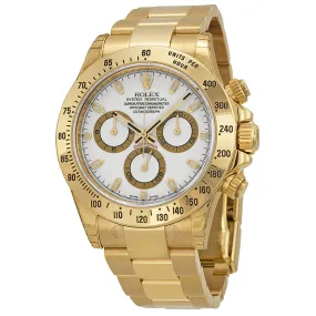 Rolex Cosmograph Daytona White Dial 18K Yellow Gold Oyster Bracelet Automatic Men's Watch 116528WSO 116528-WSO