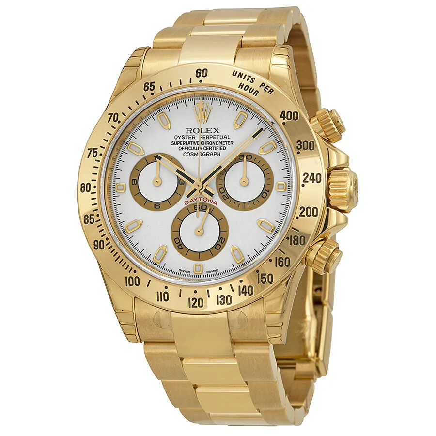 Rolex Cosmograph Daytona White Dial 18K Yellow Gold Oyster Bracelet Automatic Men's Watch 116528WSO 116528-WSO