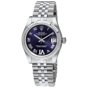 Rolex Datejust 31 Purple Dial Diamond Stainless Steel 18K White Gold Ladies Watch 178274PURDJ