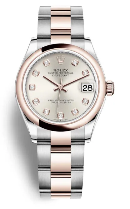Rolex Datejust 31 Silver Diamond Dial Automatic Ladies Steel and 18kt Everose Gold Oyster Watch 278241SDO