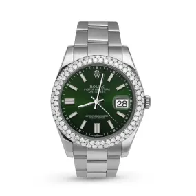 Rolex Datejust Diamond Bezel Watch 41mm Green Dial | 5.15ct