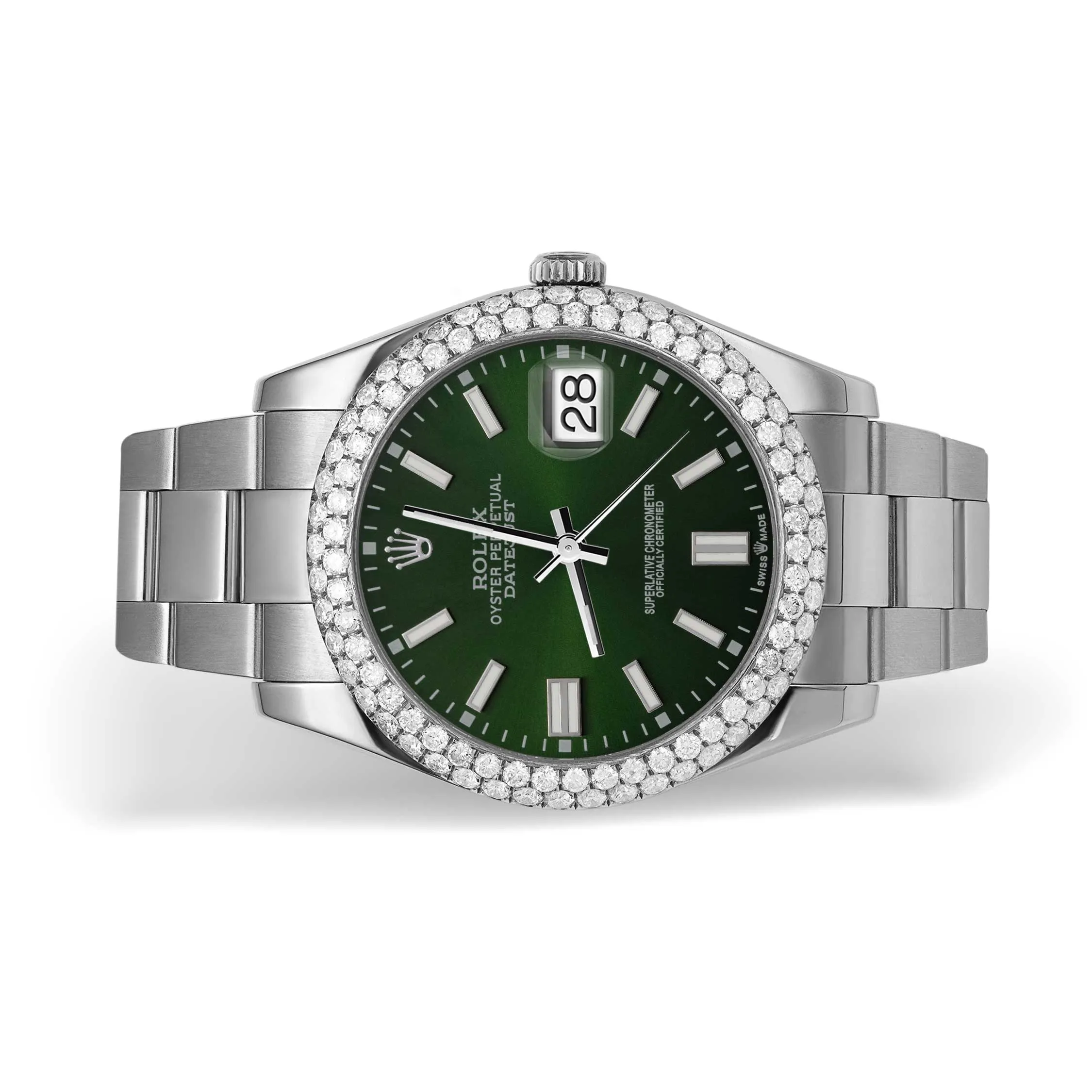 Rolex Datejust Diamond Bezel Watch 41mm Green Dial | 5.15ct