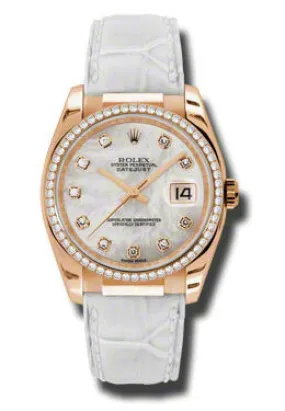 Rolex Datejust Mother of Pearl Automatic White Leather Strap Ladies Watch 116185MDL